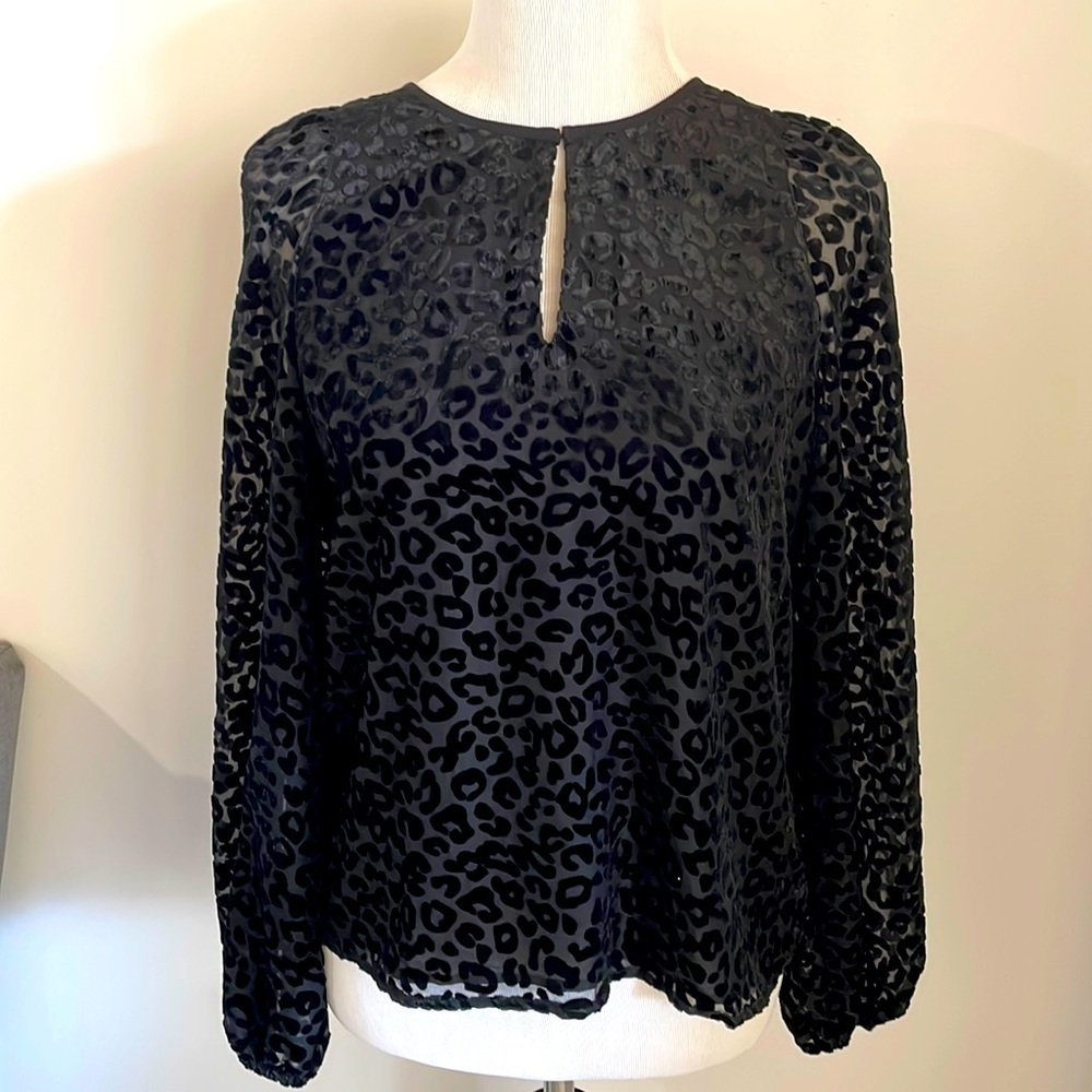 Banana Republic Black Animal Print Blouse